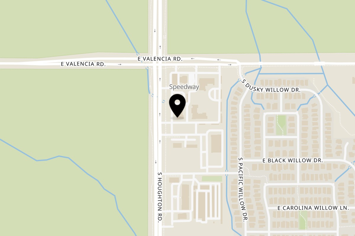 Map showing the location of EL CORONADO RESTAURANT on 7385 S Houghton Rd #127 in Tucson
